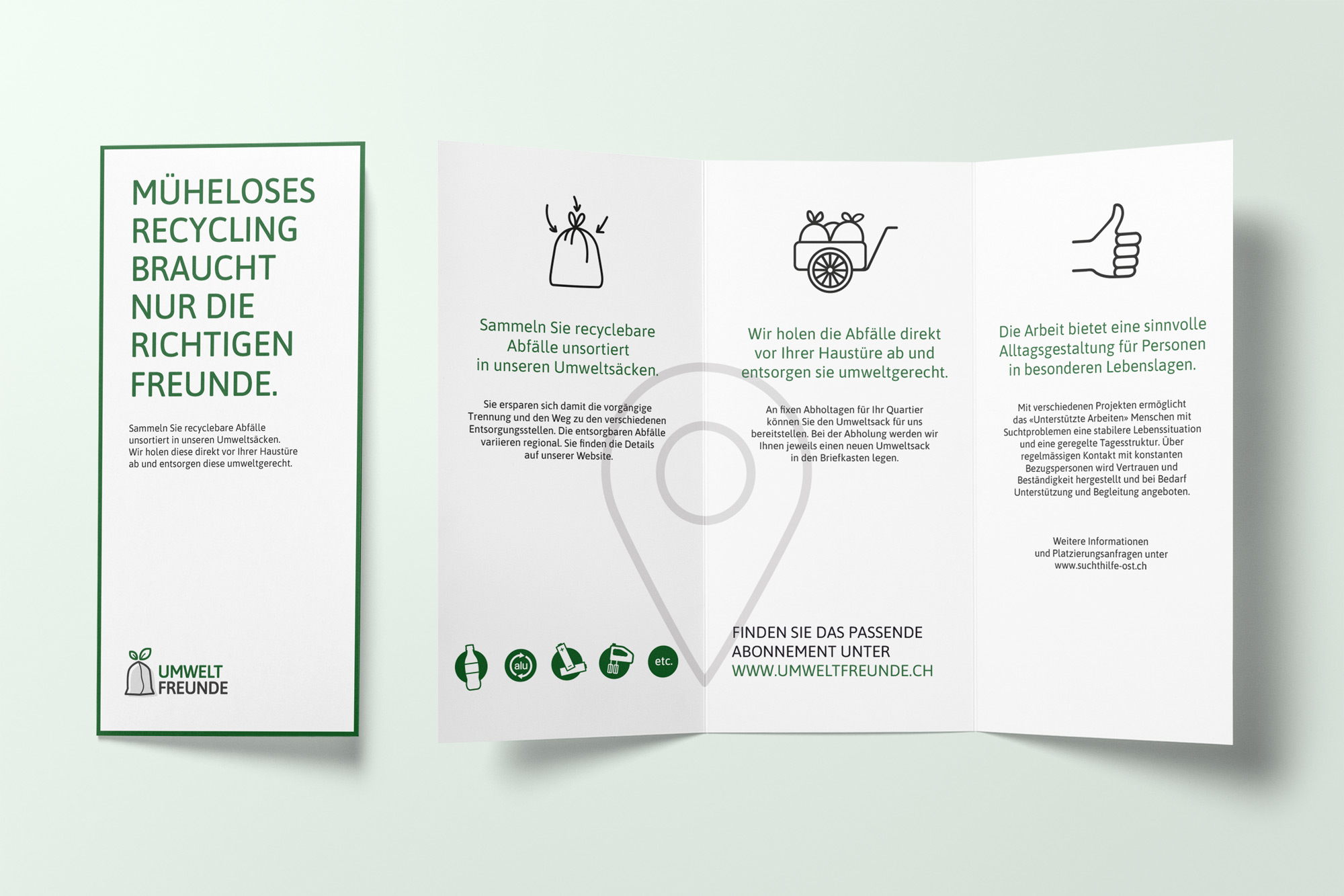 Titelbild für den Blogbeitrag «A4 Wickelfalz auf 300g/m2 Recyclingpapier – mit liebevollen Icons»